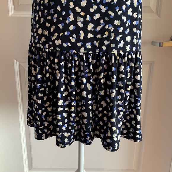 Banana Republic Midi Dress Blue Petite Small Sleeveless High Neck Geometric - Picture 5 of 9